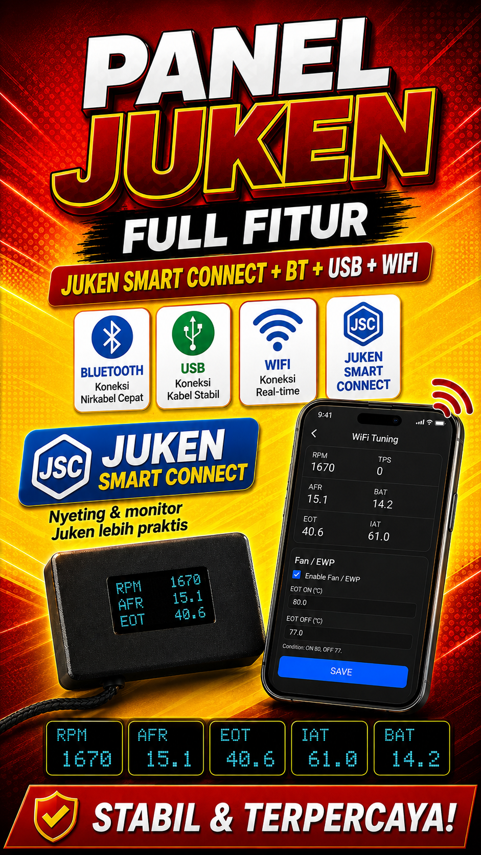 Banner utama Panel JUKEN full fitur dengan Bluetooth, USB, WiFi, dan JUKEN Smart Connect